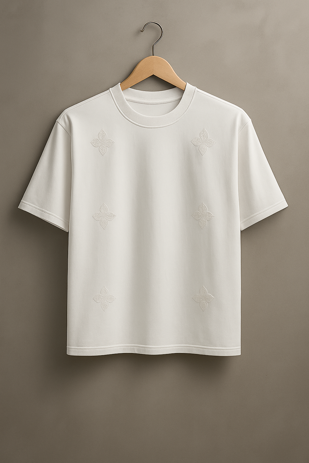 Embroidered Oversized T-shirt : Drop Shoulder
